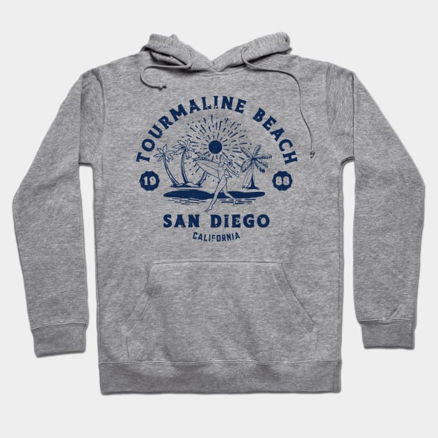 Vintage Tourmaline Beach Surfing // Retro California Beach San Diego 1988 Hoodie by Now Boarding